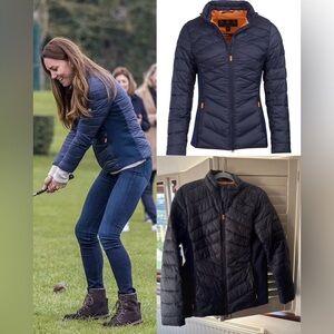 Barbour Quilted Jacket in Navy/ Marigold- ASO Kate Middleton - UK16/US12